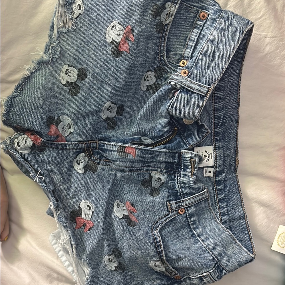 American Eagle Outfitters Blue Jean Shorts with Character Print